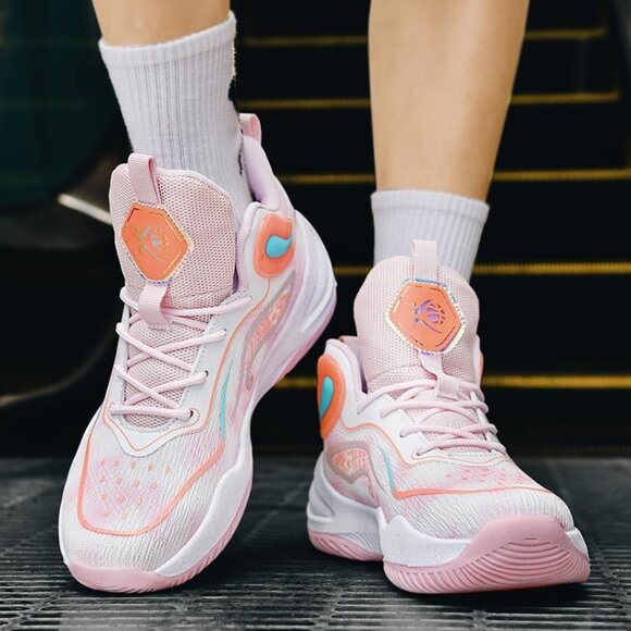 Womens Mens Breathable Lightweight Athletic Basketball Shoes Non Slip Court Snea - Picture 4 of 7